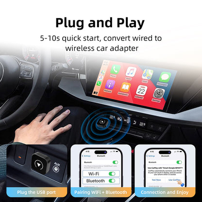 2-in-1 Wireless CarPlay & Android Auto Adapter – Smart Plug & Play Car Dongle for OEM Wired Systems